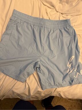 East side golf Light Blue Athletic golf Shorts with White Script